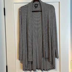 Babeau Open-Front High-Low B/W Strip Sweater/Cardigan - Size L